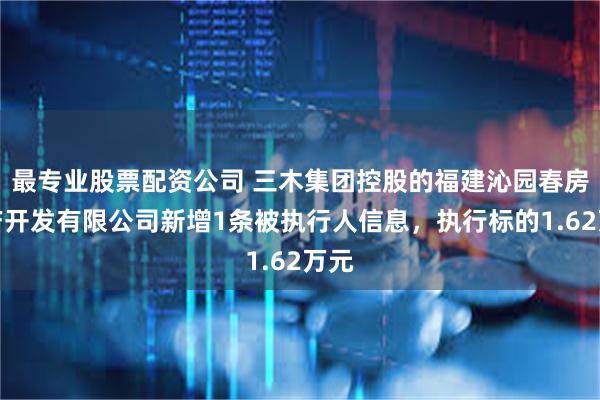 最专业股票配资公司 三木集团控股的福建沁园春房地产开发有限公司新增1条被执行人信息，执行标的1.62万元