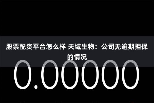 股票配资平台怎么样 天域生物：公司无逾期担保的情况